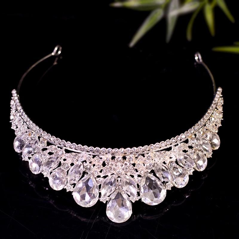 Bridal Tiara White Crystal Headband Crown Korean Style Super Fairy Princess Birthday Wedding Dress Wedding Crown