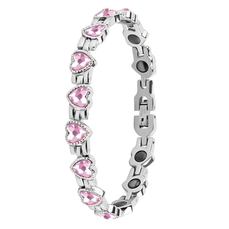 

Серце Рожеве Скляний Камінь Нержавіюча Сталь Браслет Muse Титанова Сталь Ювелірні Вироби Ювелірні Вироби Японії та Кореї Кристал