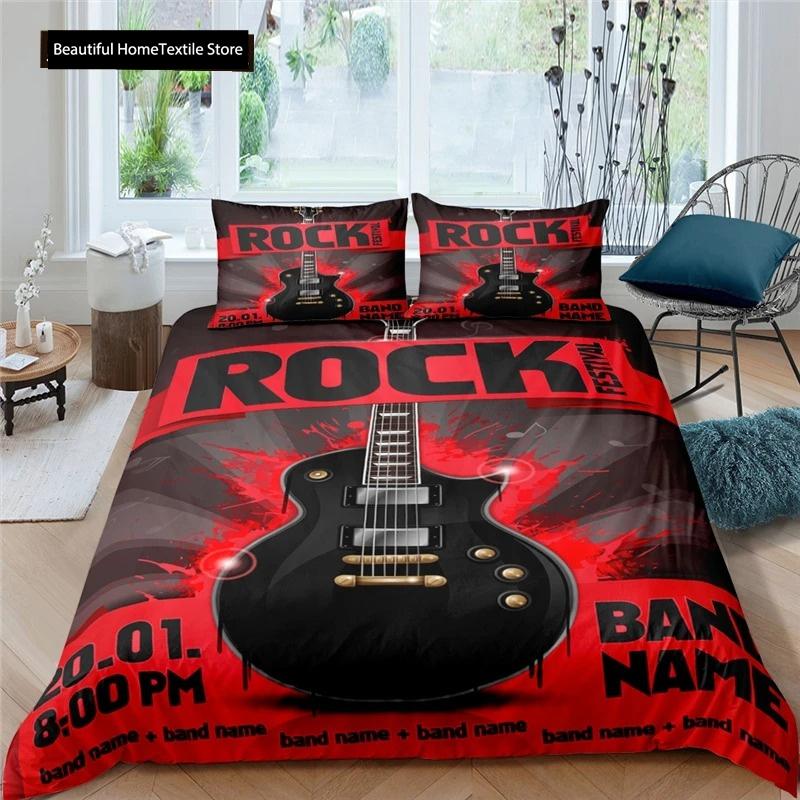 3d Music Notes Guitar Duvet Cover Set For Teens Adults Bedroom Decor Music Bedding Sets Fashion Hip Hop Comforter Cover