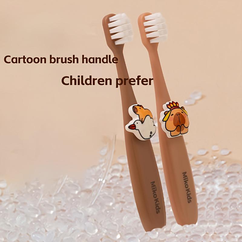 Cute Cartoon Toothbrush with Ultra-fine Soft Bristles, Gentle for Sensitive Gums. Non-slip Handle and Small Brush Head for Deep Oral Cleaning.