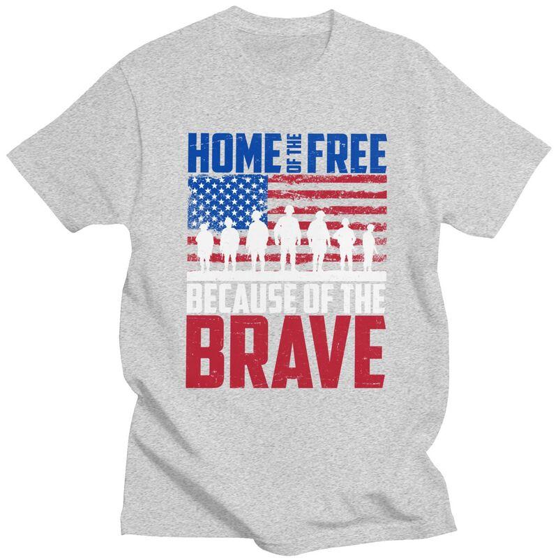 Custom Home Of The Free Because Of The Brave T Shirt Men Short Sleeves 100 Cotton Tshirt Leisure Veteran Patriotic Tees