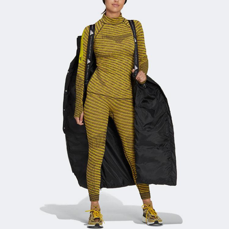 Adidas X Stella McCartney Collaboration Solid Color Logo Pocket Printed Long Cotton Coat Women Coats Black HI6082
