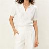 Women Summer Thin Knit Polo Collar Short Sleeve Slim Commute Top