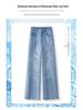 Women's High-Waisted Light Blue Denim Wide-Leg Pants with Rhinestone Embroidery - 2026 Spring/Autumn Chinese Style Slimming Casuals