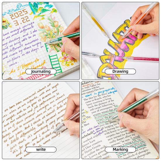 Glitter Gel Pens Set Vibrant Sparkling Ink Markers for Writing Doodling Press-Type Neon Highlighters for Journaling Scrapbooking & Art Projects