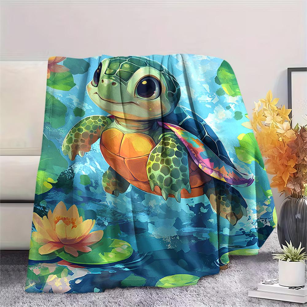 Tortoise Print Flannel Blanket, High quality Comfortable for All Seasons, Home Decor, Warmth and Comfort, Perfect for Christmas Gifts
