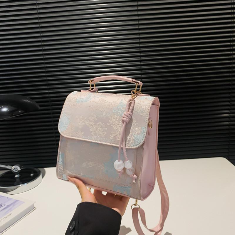 Chic Mid-sized Double Strap Backpack For Girls In Black Green Pink And White Colors