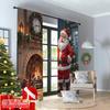 2pcs 2D flat printing Merry Christmas Scene Curtains Santa Claus Christmas Stocking Fireplace Fabric Without Electricity 0 for