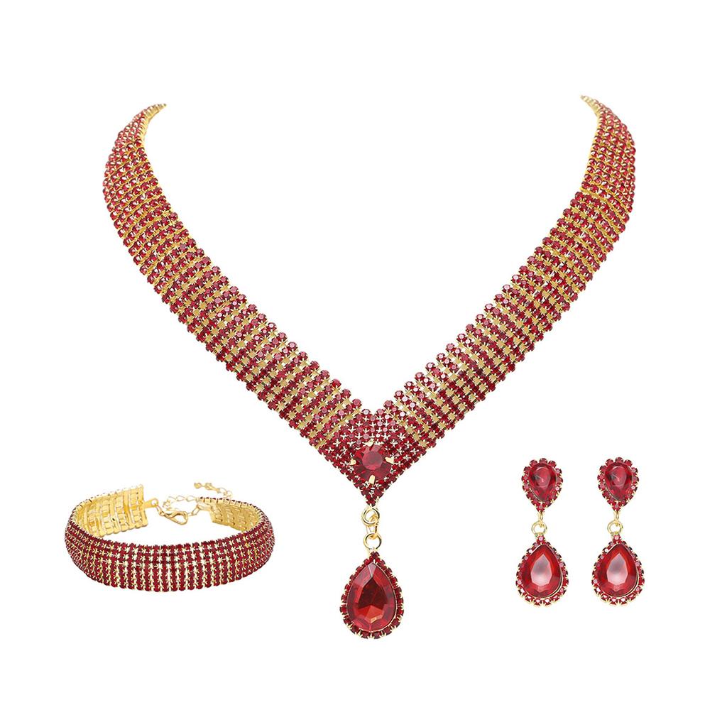 Luxury Rhinestone Super Beauty Necklace Earrings Bracelet Set