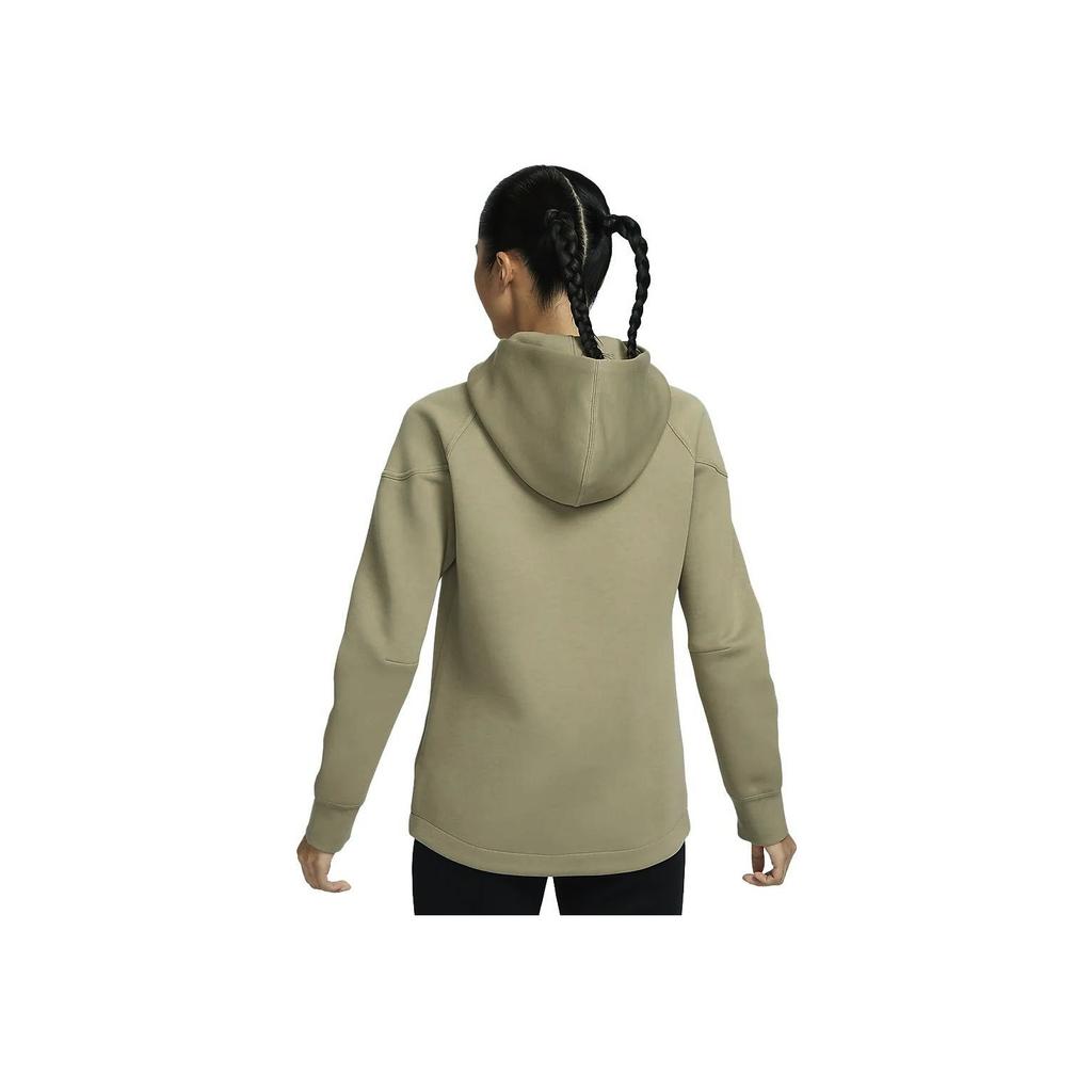 Nike Sportovní oblečení Tech Fleece Windrunner Potisk loga Sportovní tréninkové ležérní mikiny na zip s kapucí Dámské bundy Olivově zelená FB8339-276