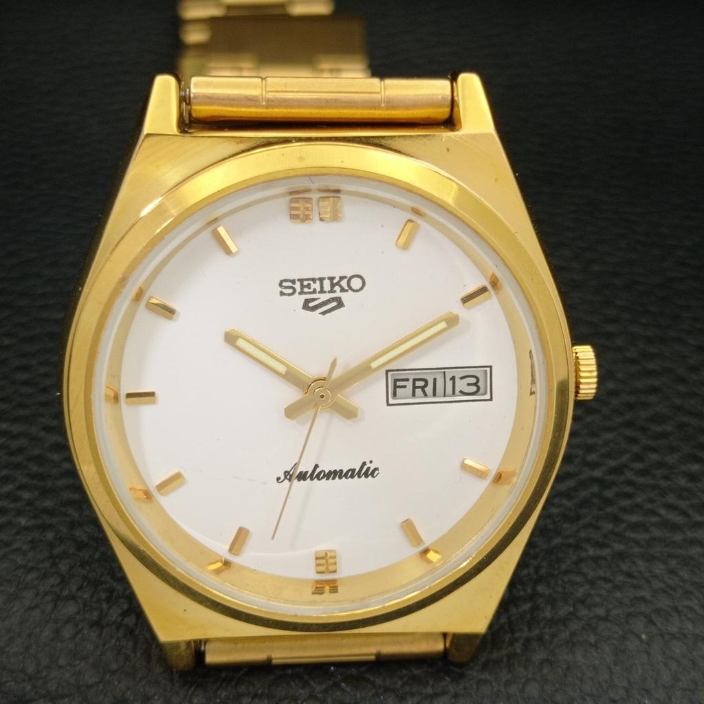 REFURBISHED VINTAGE SEIKO 5 AUTOMATIC JAPAN MENS WHITE DIAL WATCH A434710-2 R121-a434710