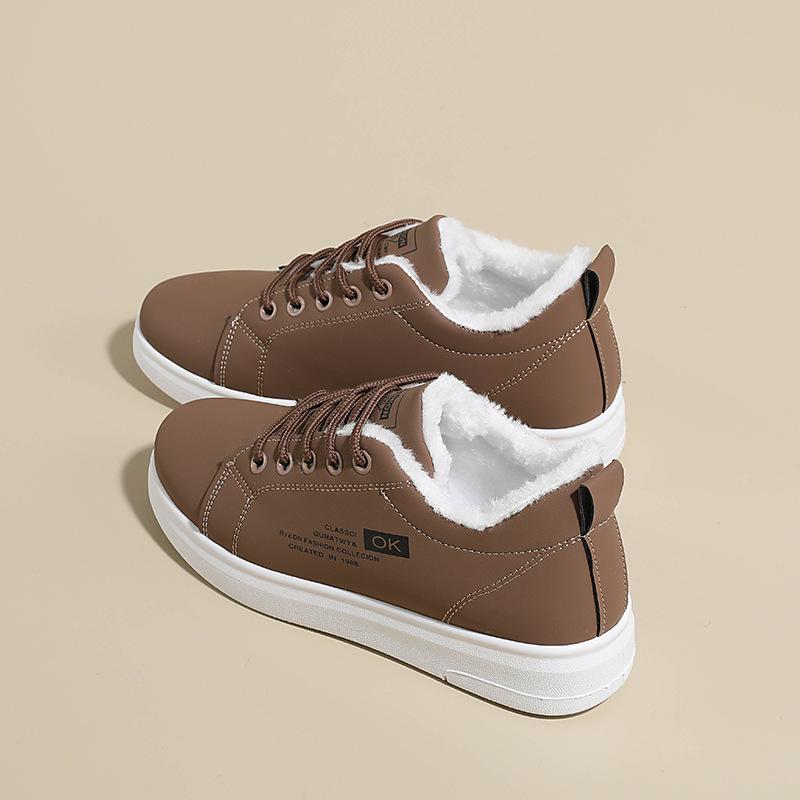 Winter-Baumwollschuhe dicke Sohle Samt verdickt warm Lederoberfläche warm lässig wasserdicht rutschfest Studenten Outdoor Schneestiefel