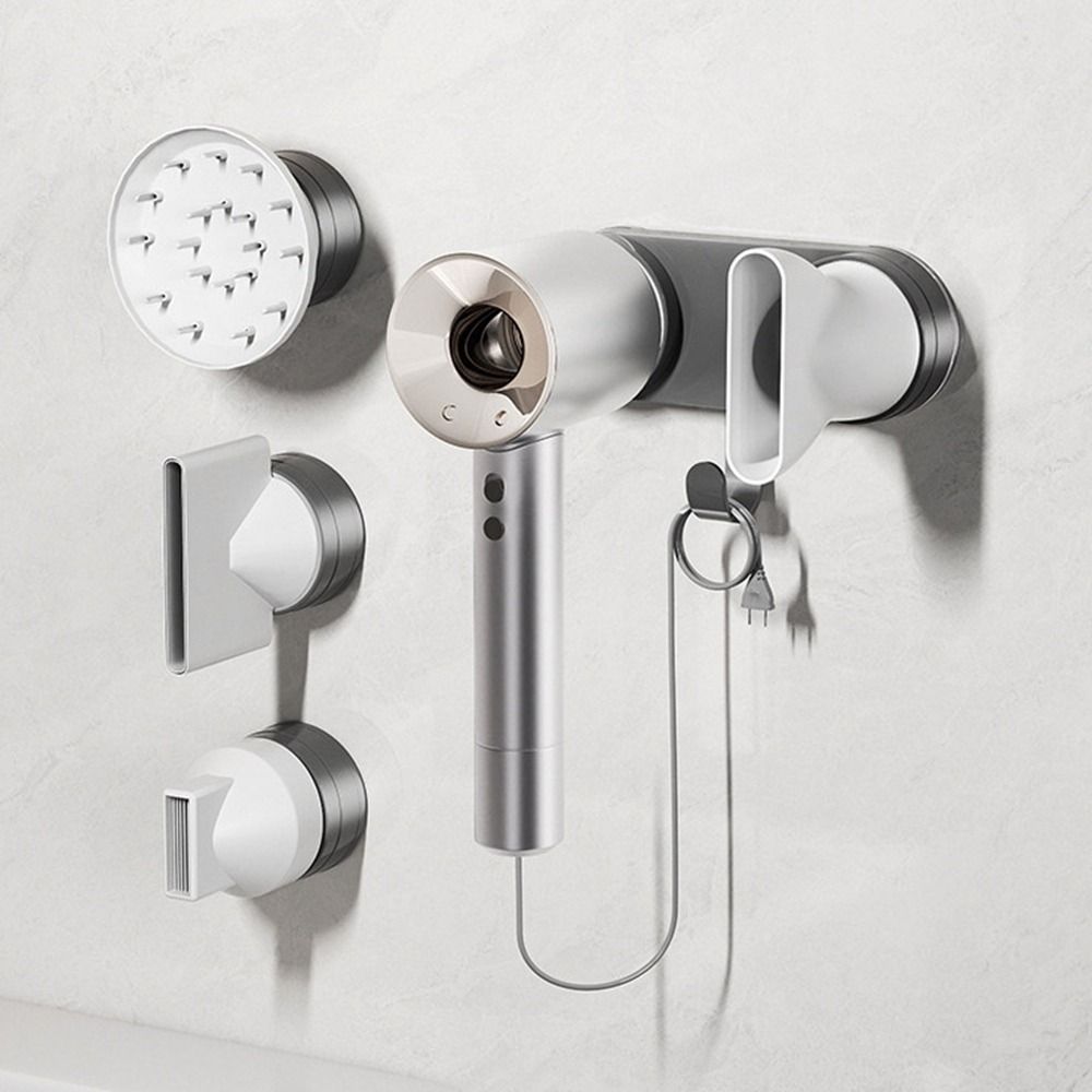 Wall Mounted Magnetic Hair Dryer Holder Non Perforated Hair Drier Storage Stand  Bathroom