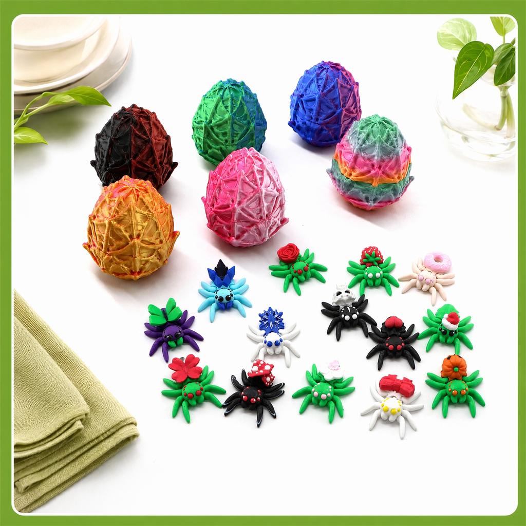 Toy Set 3D Printed Realistic with 7 Eggs and 7 Random Small for Party Favors