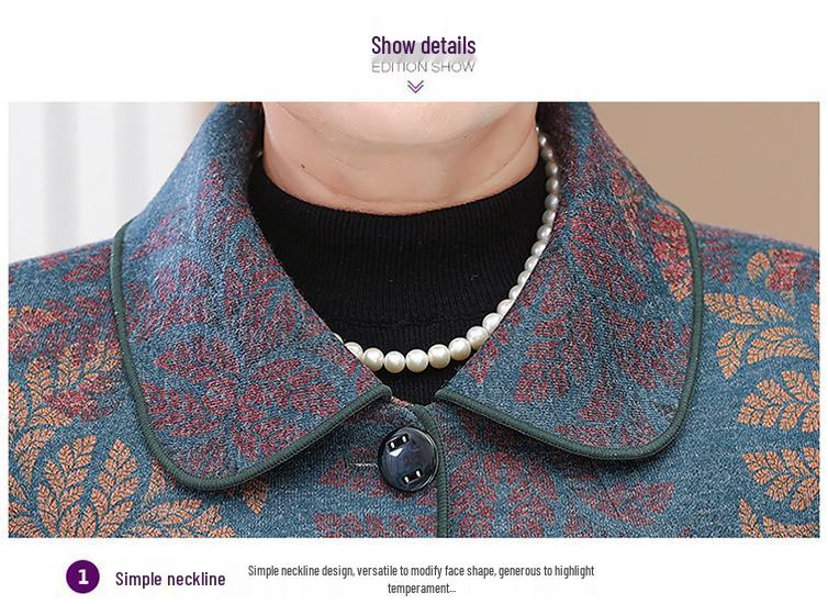 Grandma's Winter Coat: Fashionable Plus-Size Top for Women Aged 60-70, Ideal for Spring and Autumn