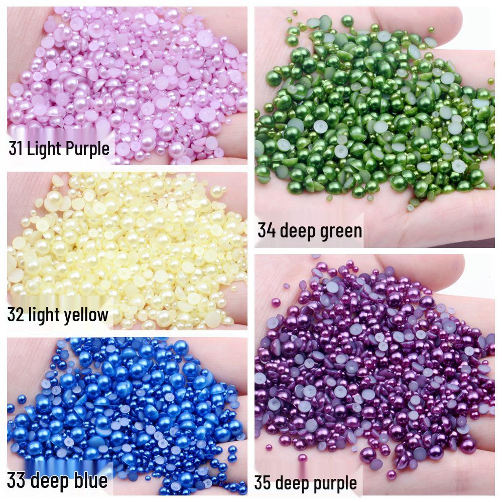 9mm Flat-back Half-round Pearl Beads - 100 Pcs for DIY Phone Case Decoration
