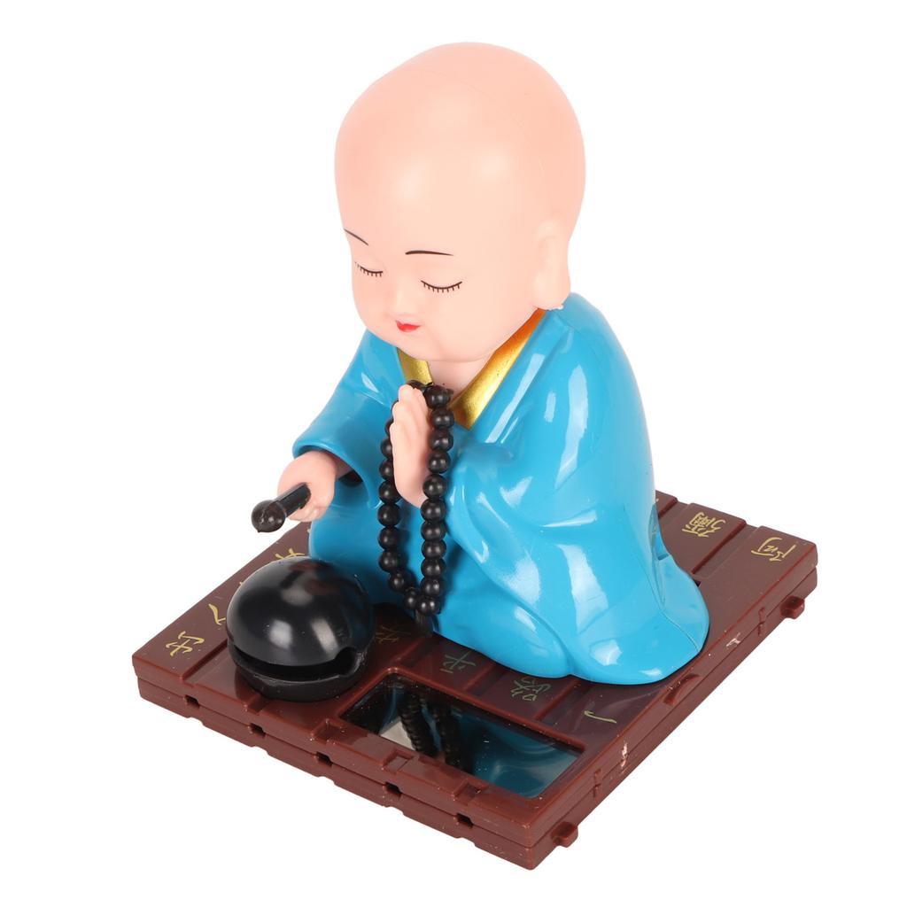 Little Buddhist Monk Ornament Solar Powered Cute Monk Decorative Ornaments for Car Desktop Living Room