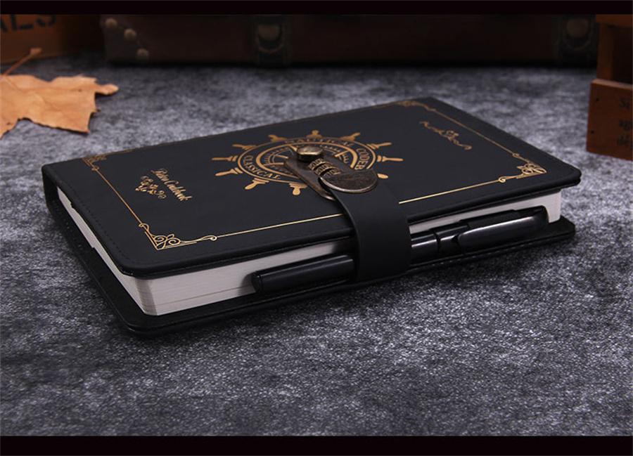 For Boy Girl Best Gift A5 Black Retro Diary Note Book Password Lock Codebook 1x