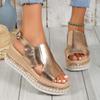 Women's Summer New Round Head Open-toed Muffin Platform Roman Sandals