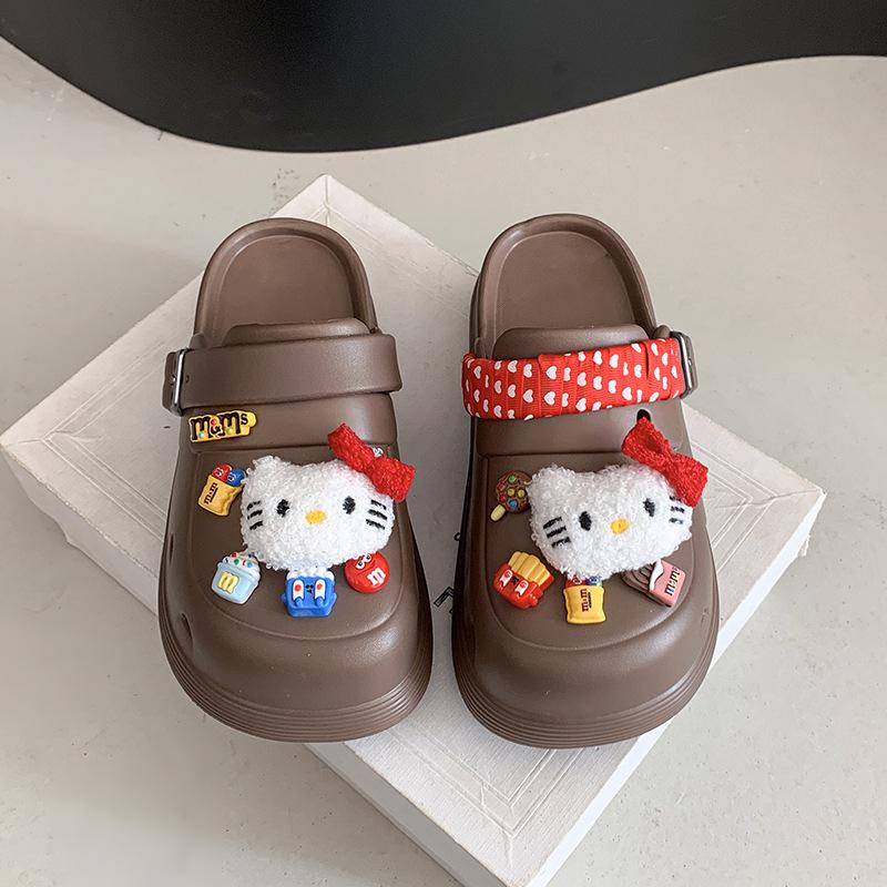 

Trend versatile fashion cartoon girl sense animation hole shoes women s spring and summer 2025 new wear cool slippers 41 коричневый