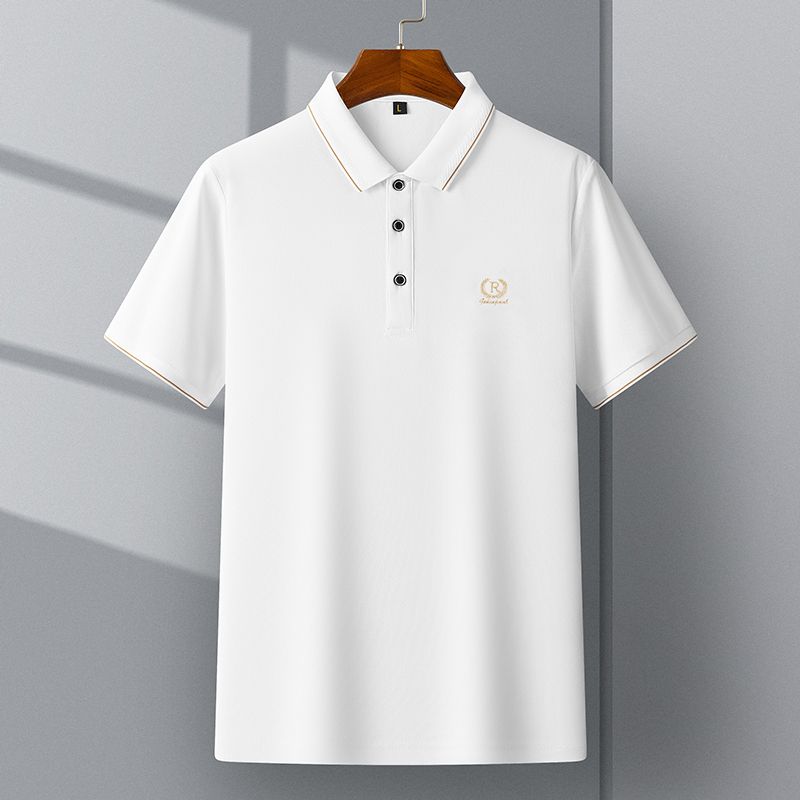 Tricou Polo Bărbătesc Brodat de Înaltă Calitate de Vară Respirabil cu Mânecă Scurtă Larg Mărimi Mari cu Guler Top Casual pentru Bărbați