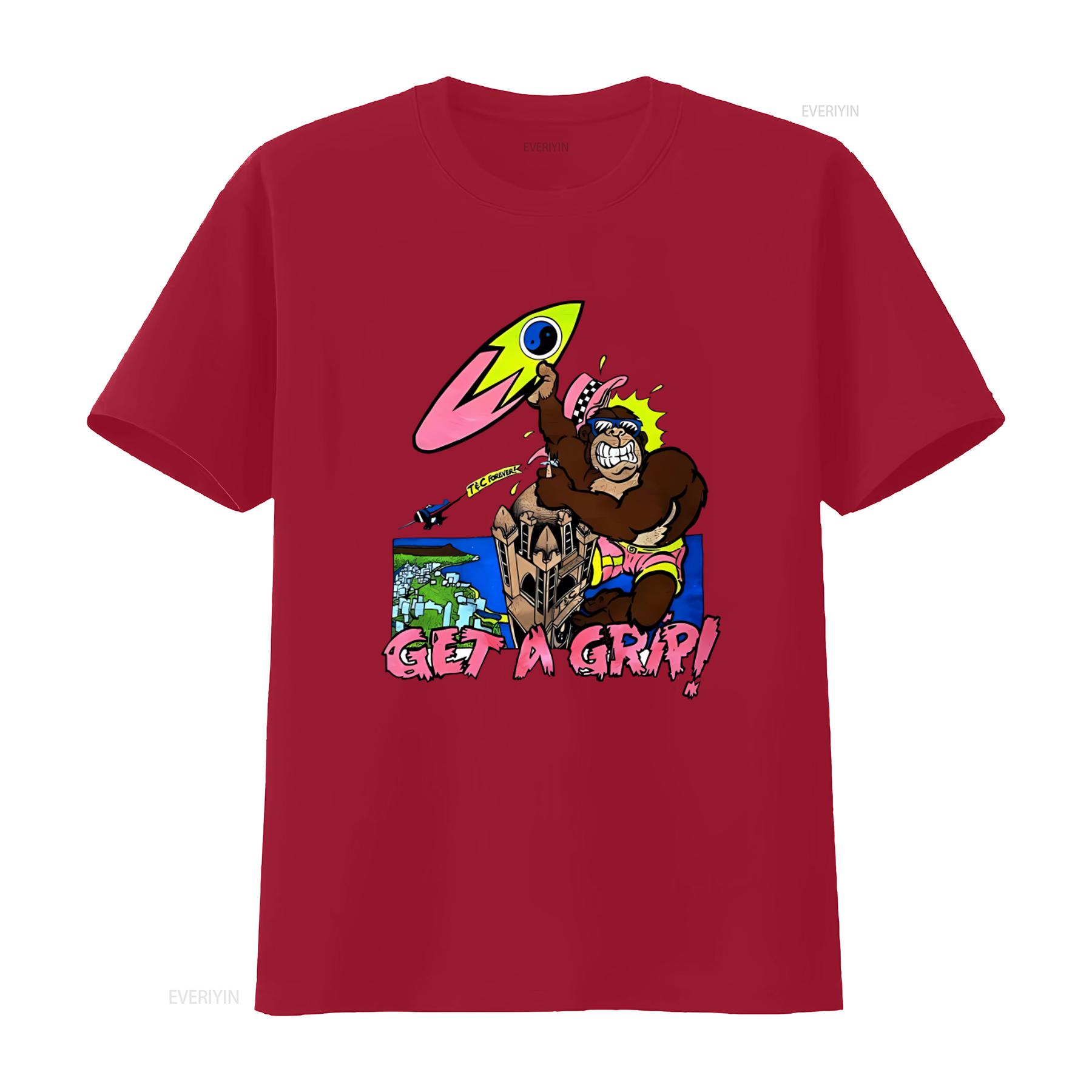 

T C Town and Country Surf Designs Get a Grip shirt for Men Retro Monkey Print with Vibrant Colors vintage Washed homme S