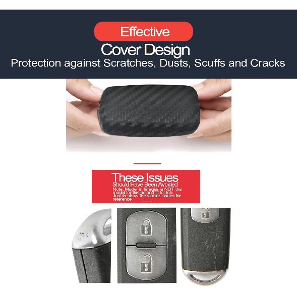 2pcs Compatible with Hyundai Elantra Palisade Elantra N Smart 5 Buttons Key Fob Cover Case Key Chain Protector Keyless Entry Carbon Fiber Looks