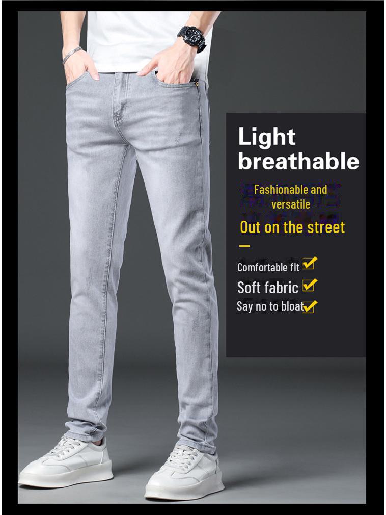 Pánské bílé džíny Slim Fit Light Wash – letní trendy elastické ležérní kalhoty