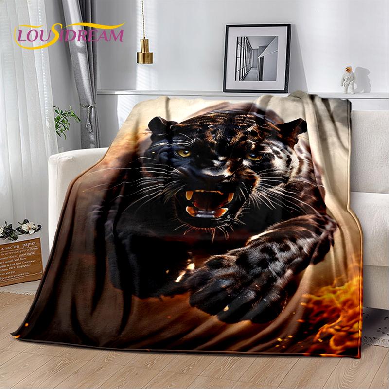 Fierce Tiger Lion Leopard Beast Animal Wildlife Cartoon Blanket,Soft Throw Blanket for Home Bedroom Bed Sofa Picnic Office Cover