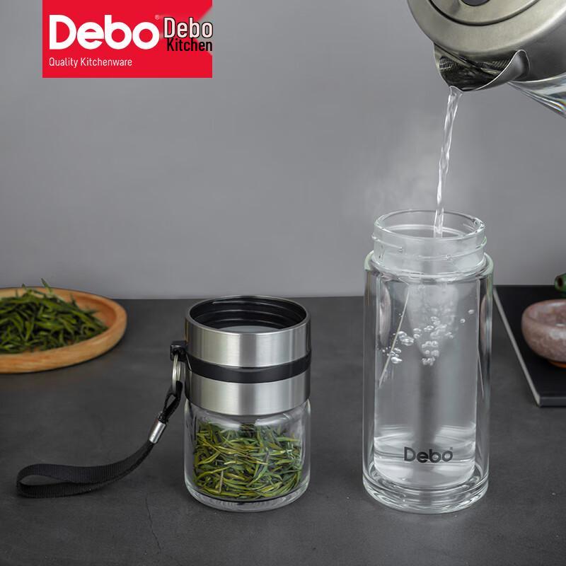 Debo Tels 260ml Auslaufsicherer doppelwandiger Glas-Trinkbecher