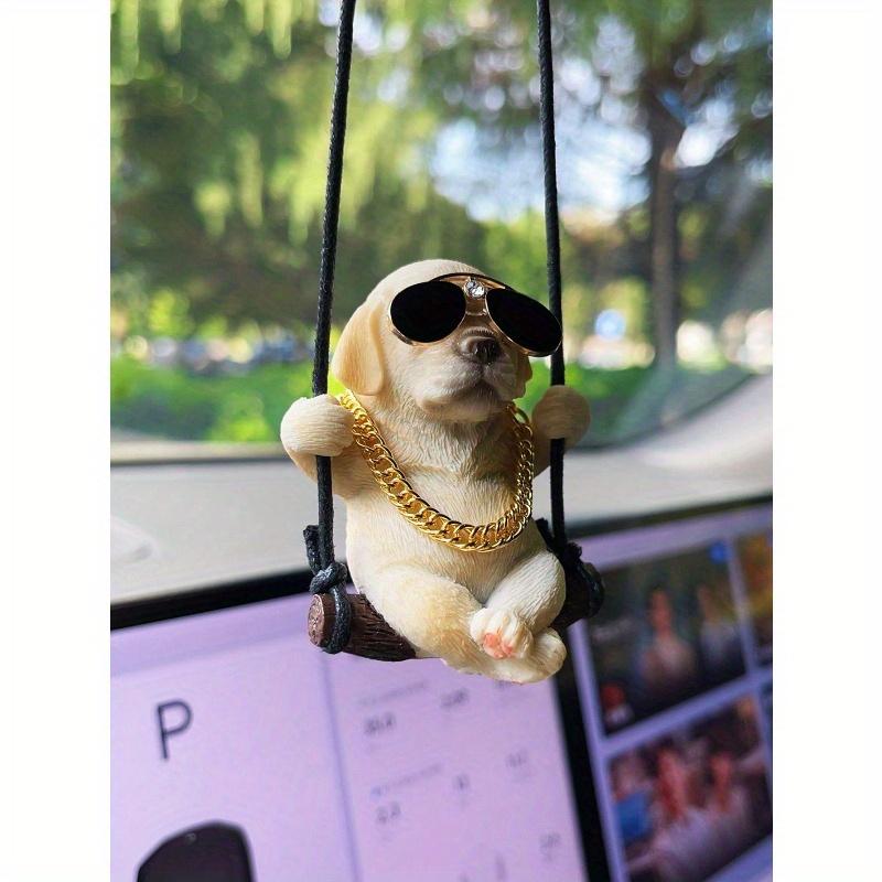 Cute Swinging Labrador Retriever Pet Dog Car Rear View Mirror Hanging Decor, Car Interior Accessory