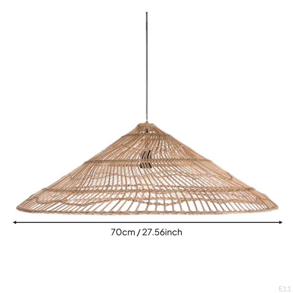 Rattan Pendant Lampshade Retro Design Woven Hanging Light Shade Rustic Elegance Fiber Lamp Cover for