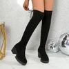 Fashion Women Boots Winter Black Over The Knee Boots New Comfort Lace Up Chunky High Heels Shoes Fashion Warm Round Toe Long Tube Boots
