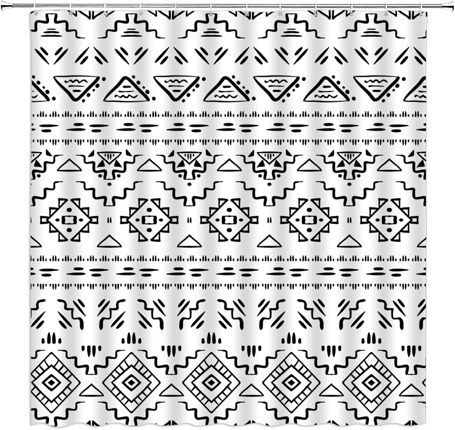 

Boho Geometric Shower Curtain Modern Tribal Black White Southwest Aztec Fabric Bathroom Curtains Decor Set With Hook(70 Wx70 H) W60H190(CM)-1 Pcs