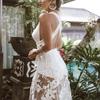 Spring and Suer New Women's Dress Sexy Lace Hollow Backless Beach Dress Long Dress