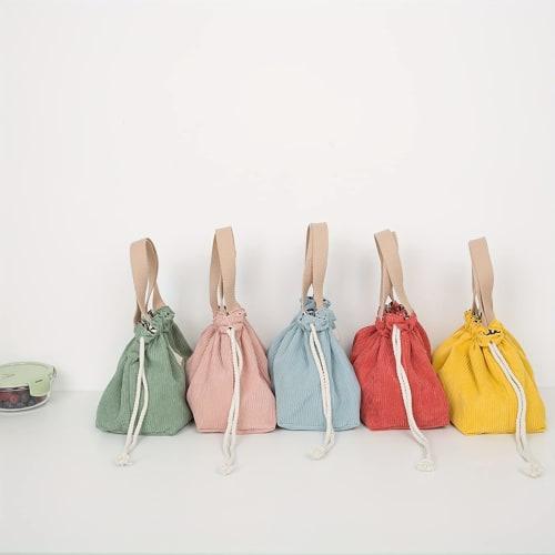 NANYONGYU Lunch Bag, Bento Bag, Drawstring Bag, Cotton-Linen Fabric Tote Bag with Lantern Core, Stylish and Simple, Solid Color, Suitable for Work, Sc