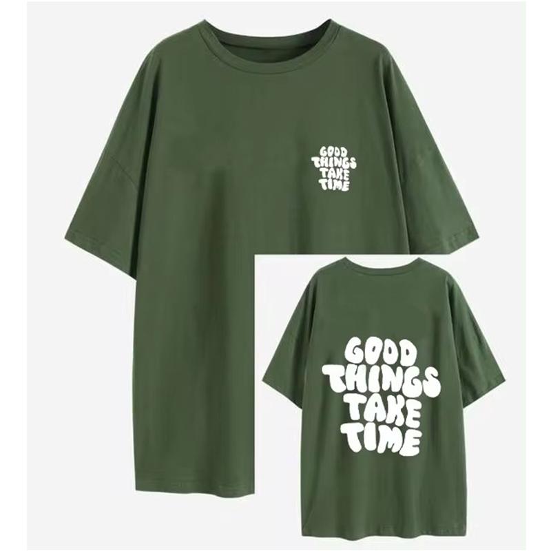 Good Things Take Time Funny Letter Graphic Women's Knitwear Fashion Clothing Cotton Top Fashion Summer T-shirt Plus Size T-shirt