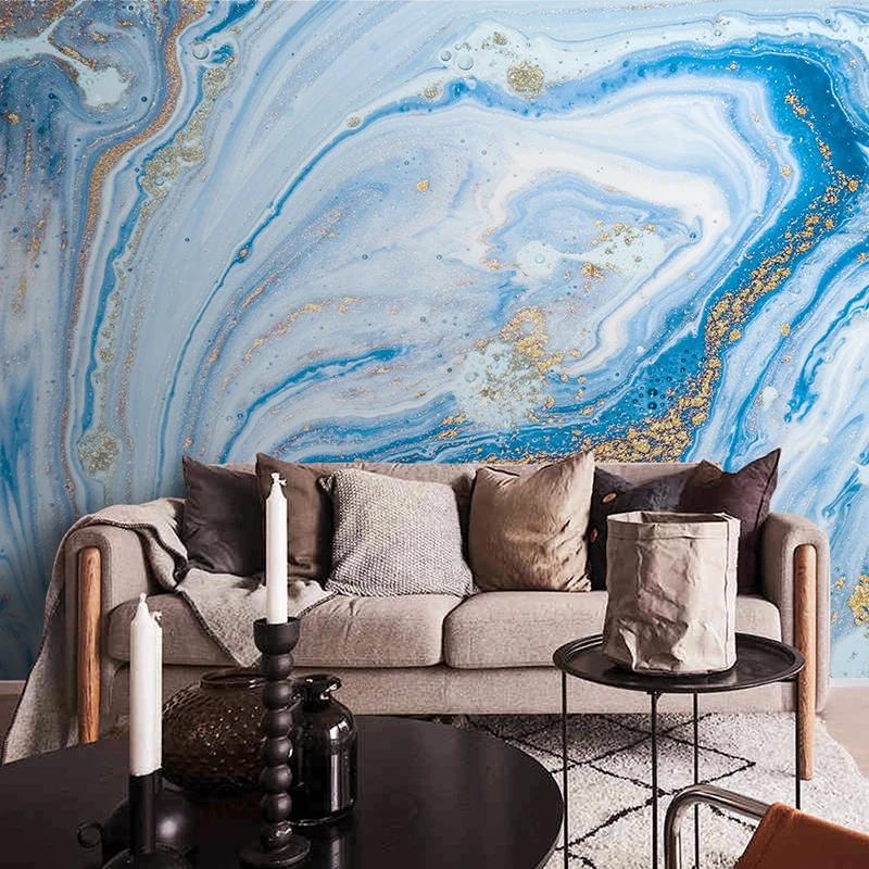 Large Murals Blue Marble Wallpaper Living Room TV Background Wall Decor Home Modern Wallpaper