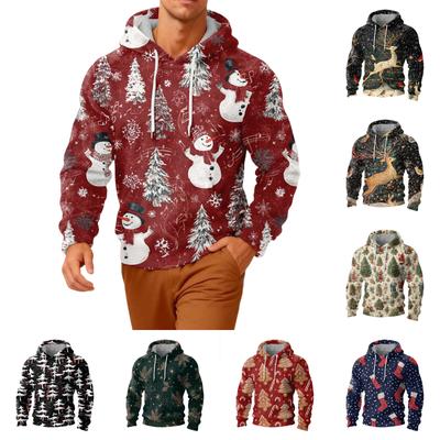 Men's Long-Sleeve Casual Flannel Hooded Sweatshirt