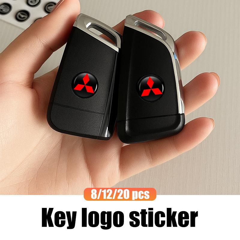 8/12/20PCS Car Remote Control Key Badge Emblem Stickers Decorat Accessory For Mitsubishi Lancer ASX Pajero Mirage Attrage