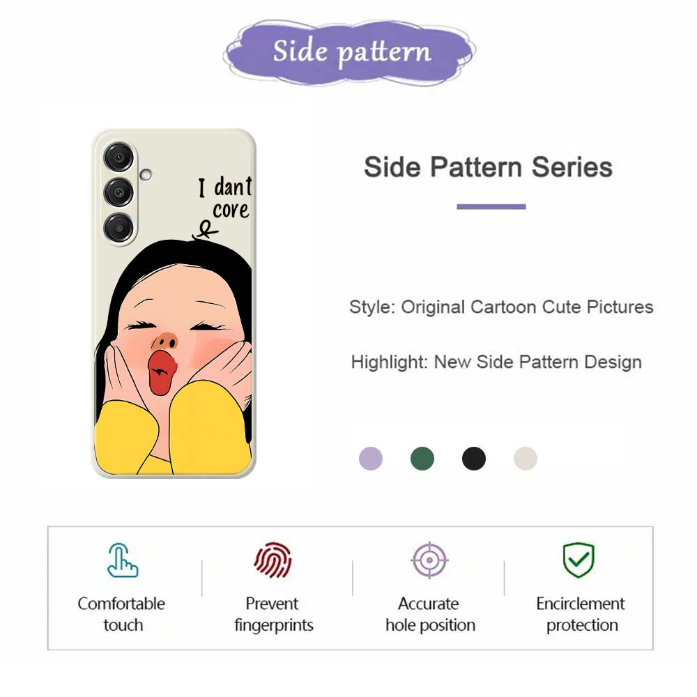 For Samsung Galaxy A16 5G/4G Case Girl Holding Face Pattern Printing Straight Edge TPU Phone Back Cover