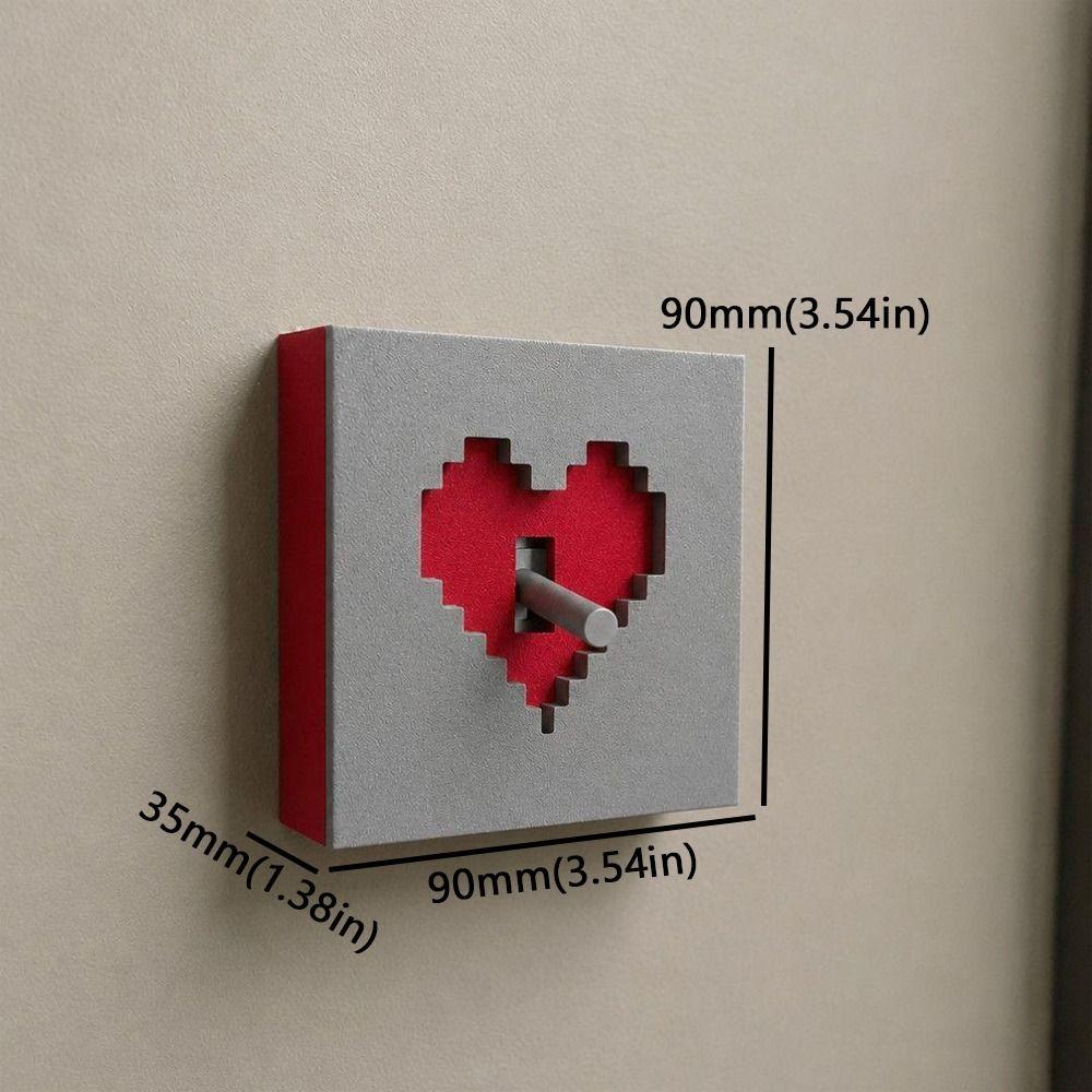 3D Printed Pixel Heart Light Switch Cover Removable Retro Game Style Wall Switch Plate Decor Shell Waterproof