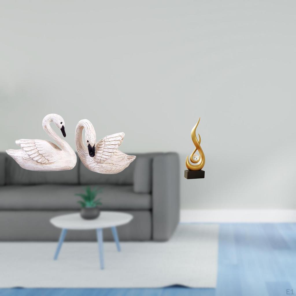 Resin Swan Fire Sculptures Modern Art Figurines for Bedroom Office Living Room Christmas Cabinet