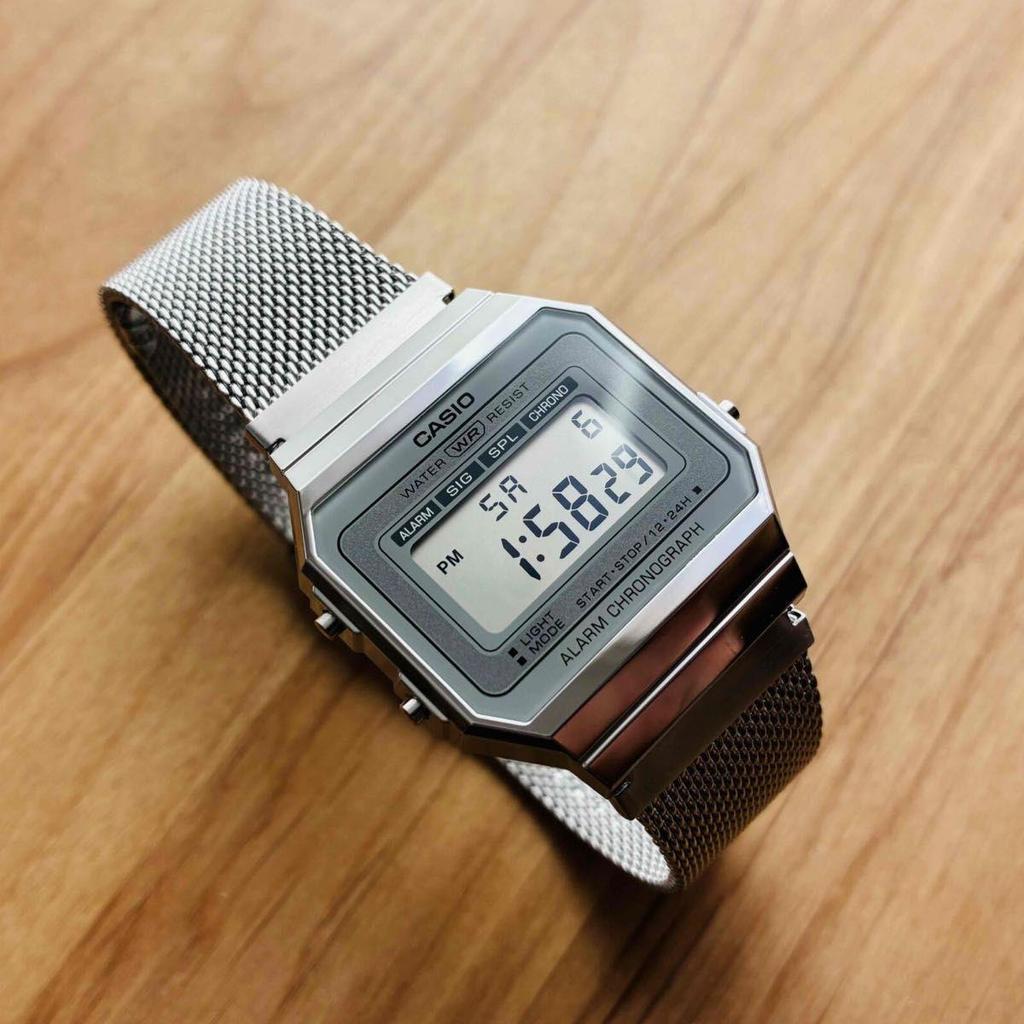 Used Casio Digital Watch (New) Overseas Model Retro Design Silver CASIO Overseas Model