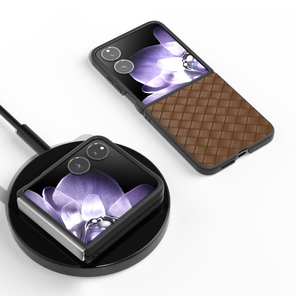 For Xiaomi Mix Flip 5G Case Woven Texture PU Leather Coated PC Mobile Phone Cover