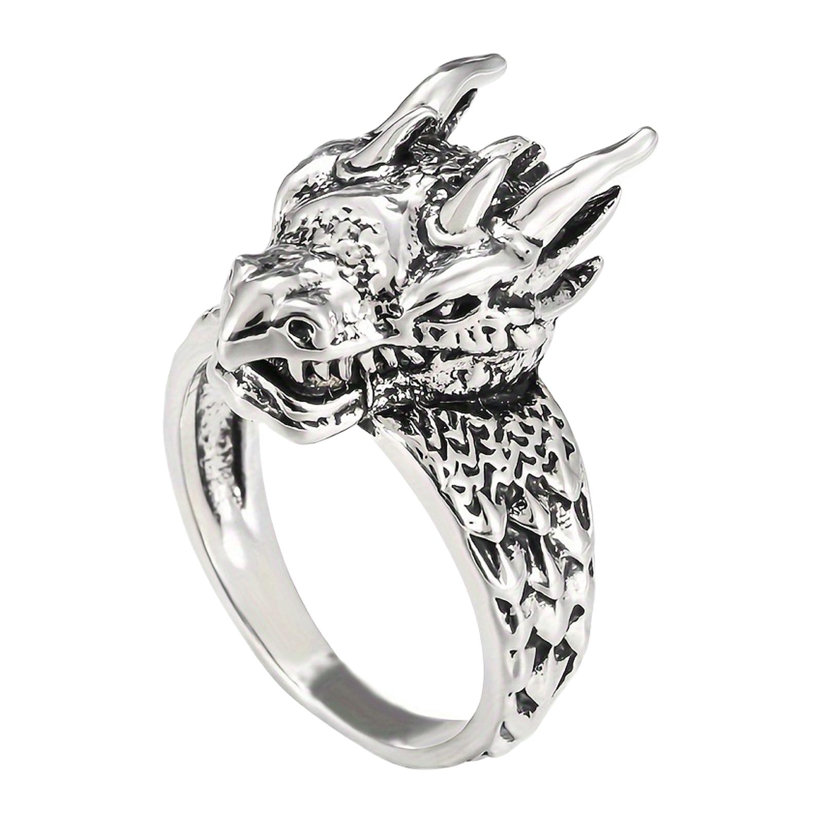 Portable Stainless Steel Dragon Rings Elegant Stainless Steel Dragon Head Rings Men Unique Jewelry for Fashionistas