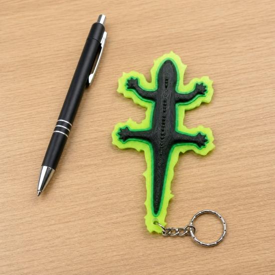 3D Printed Lizard Keychain, Glow in The Dark Pendant with Luminous Edges, Anime Keychain Pendant from The Adventures of Jackie Chan Metal Keychain