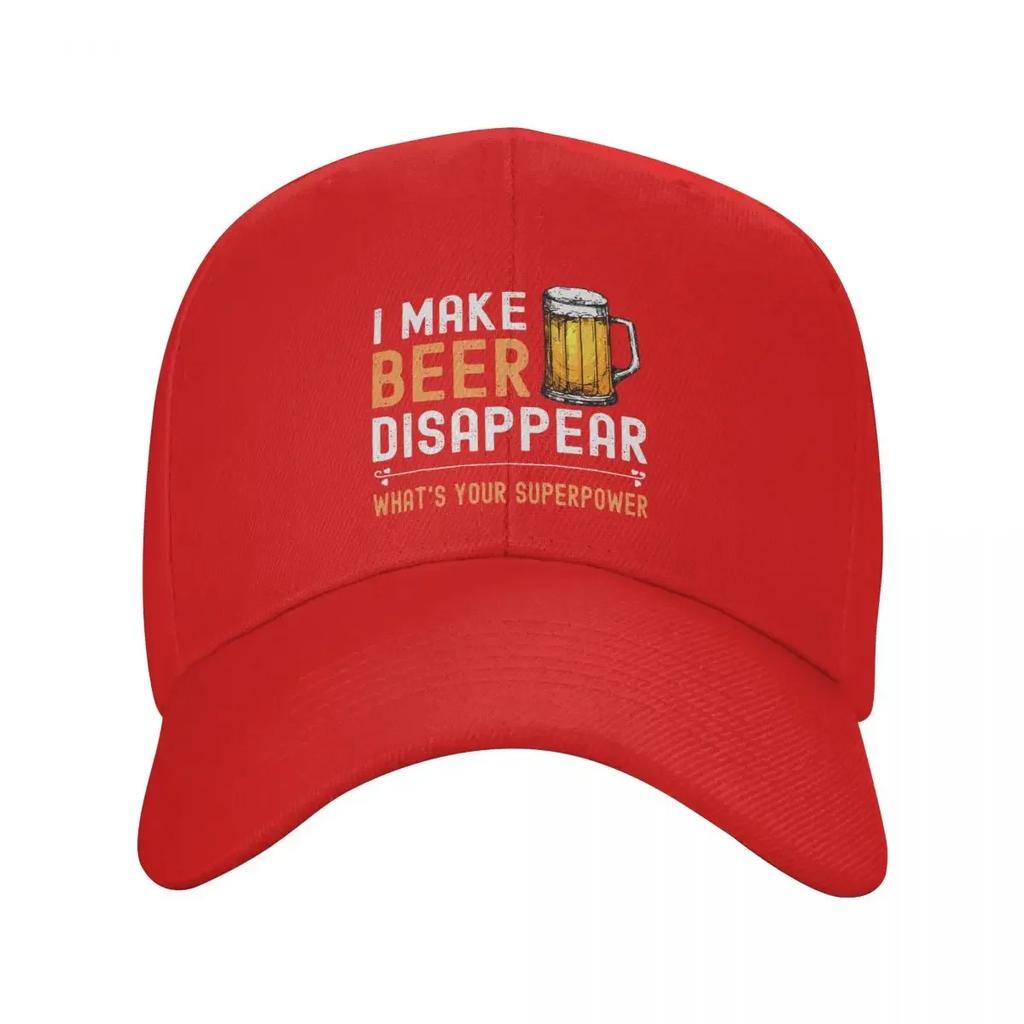 Custom I Make Beer Disappear Whats Your Superpower Funny Drinking Baseball Cap Sports Adjustable Dad Hat Summer Snapback