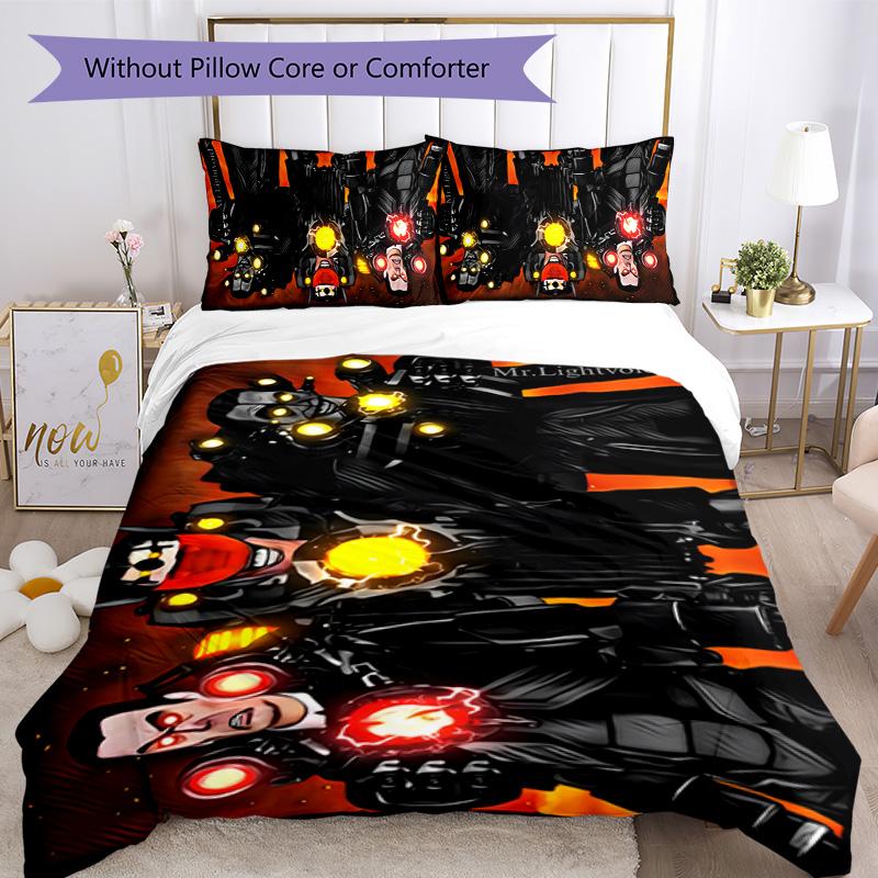 Skibidi Toilet 3pcs Bedding Set Duvet Cover Closure Includes 1 Duvet Cover & 2 Pillowcases for All Seasons Bedroom Home Dorm Decor