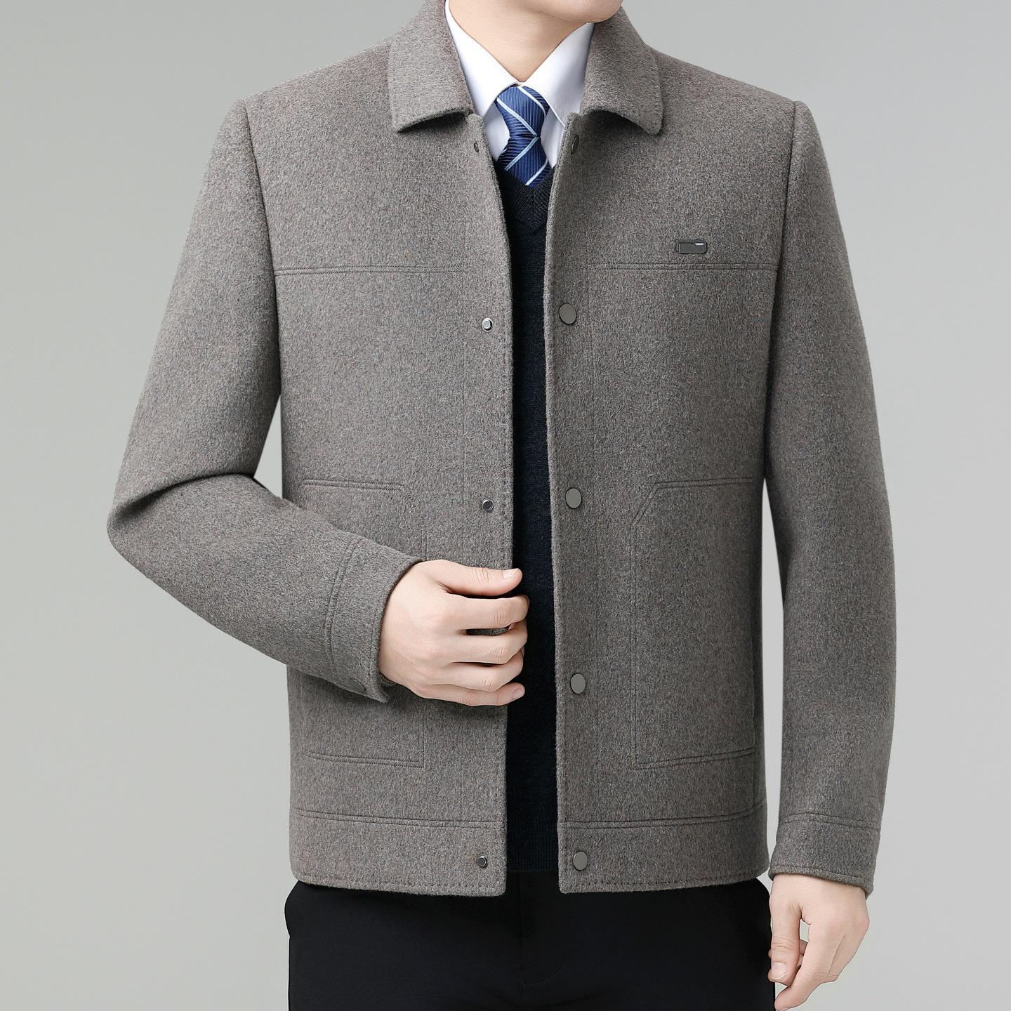 

Men s Double-Sided Cashmere Wool Coat with Down Liner XXXXL світло-коричневого кольору